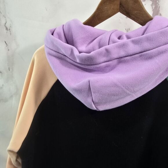 Spark Paws Hoodie Large Black Colorblock Pullover Sweatshirt Purple Fleece Cyber - Picture 7 of 12